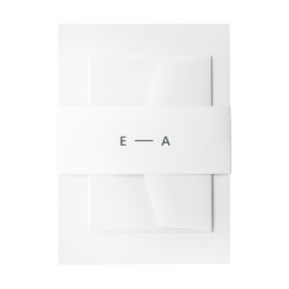 Minimalistische Grünbrauengroom-Monogramm-Hochzeit Einladungsbanderole