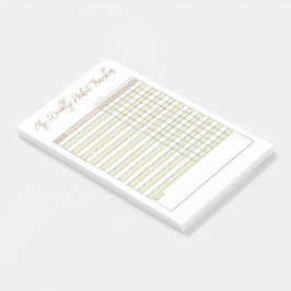 Minimalistische Grünbraun-Weekly-Habit-Tracker Post-it Klebezettel