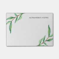 Minimalistische grüne Aquarellfarben-Blätter auf W