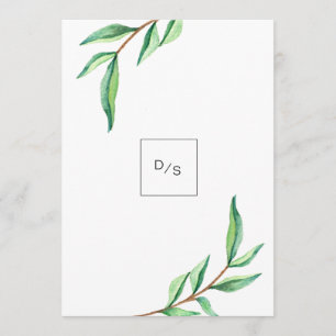 Minimalistische grüne Blätter auf White Wedding Einladung