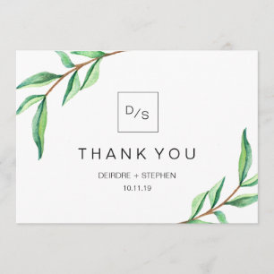 Minimalistische grüne Blätter   Vielen Dank an Mon Dankeskarte