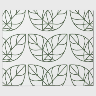 Minimalistische grüne Blattlinienkunst Geschenkpapier