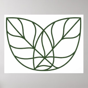 Minimalistische grüne Blattlinienkunst  Poster