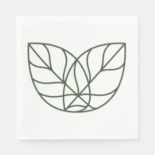 Minimalistische grüne Blattlinienkunst Serviette