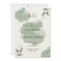 Minimalistische grüne botanische Hochzeitseinladun