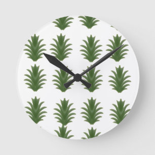 Minimalistische grüne botanische Papierplatte mit  Runde Wanduhr