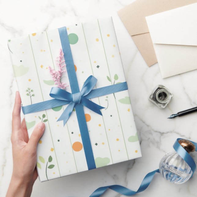 Minimalistische grüne botanische und Abstrakte Pun Geschenkpapier (Schenken)