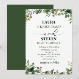 Minimalistische Grüne Elegante Hochzeit Einladung