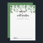 Minimalistische Grüne Eukalyptus-Hochzeitsgebiete Hinweiskarte<br><div class="desc">Diese minimalistisch grüne Eukalyptus Hochzeit auch Wünsche Beratung Karte ist perfekt für eine rustikale Hochzeit. Das Design ist mit handgemalten Aquarellgrün Eukalyptus, inspirierend natürliche Schönheit. Diese Karten sind ideal für Hochzeiten, Brautparty, Babydusche, Graduiertenfest u.v.m. Personalisieren Sie die Karten mit den Namen der Braut und Bräutigam, den Eltern, die Sie werden...</div>