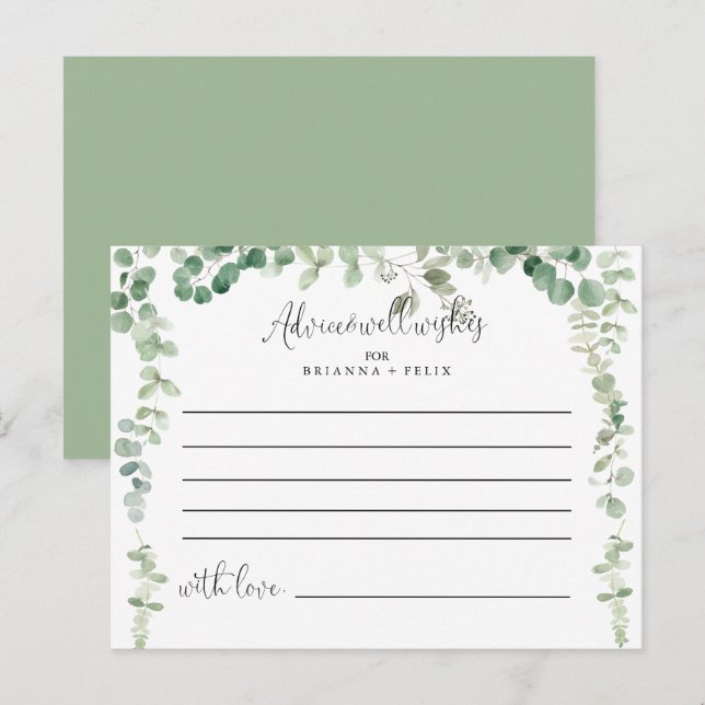 Minimalistische grüne Eukalyptus-Hochzeitsratenkar Postkarte (Vorne/Hinten)