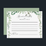 Minimalistische grüne Eukalyptus-Hochzeitsratenkar Postkarte<br><div class="desc">Diese minimalistisch grüne Eukalyptus-Hochzeitsratenkarte ist perfekt für eine moderne Hochzeit. Das Design ist mit Aquarellfarben handgezeichnet eleganten botanischen Eukalyptuszweigen und Blätter, die geometrische Rahmen schmücken. Diese Karten sind ideal für Hochzeiten, Brautparty, Babydusche, Graduiertenfest u.v.m. Personalisieren Sie die Karten mit den Namen der Braut und Bräutigam, den Eltern, die Sie werden...</div>