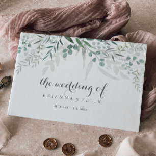 Minimalistische Grüne Eukalyptus Wedding Gästebuch