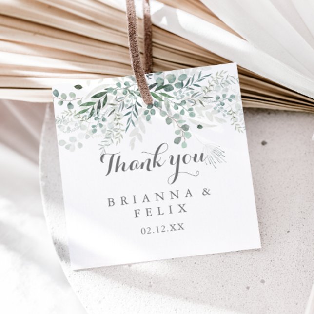 Minimalistische Grüne Eukalyptus Wedding Geschenkanhänger (Von Creator hochgeladen)