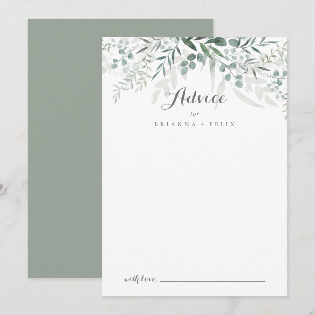 Minimalistische Grüne Eukalyptus Wedding Hinweiskarte (Vorne/Hinten)