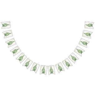 Minimalistische grüne Farn-Hochzeitstafel Wimpelkette