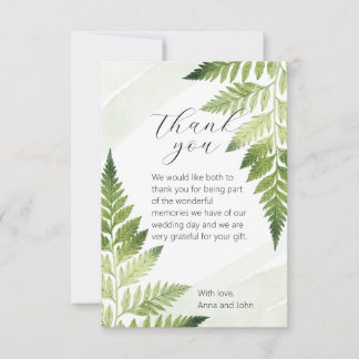 Minimalistische Grüne Fern Hochzeit Dankeschön Kar Dankeskarte