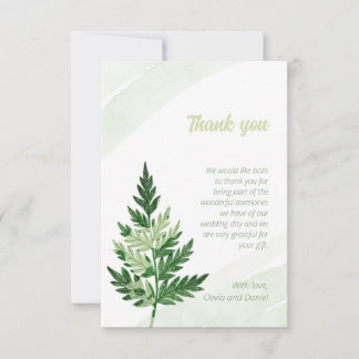 Minimalistische Grüne Fern Hochzeit Dankeschön Kar Dankeskarte