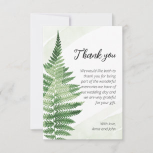 Minimalistische Grüne Fern Hochzeit Dankeschön Kar Dankeskarte