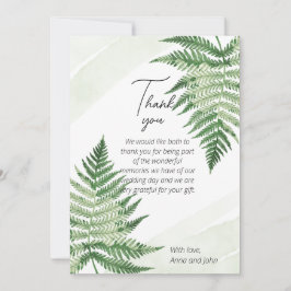 Minimalistische Grüne Fern Hochzeit Dankeschön Kar Einladung