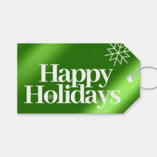 Minimalistische grüne Foil Happy Holidays Schneefl Geschenkanhänger