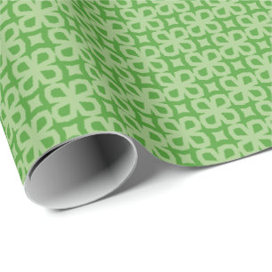 Minimalistische grüne Geometrie, vierblättrige Kle Geschenkpapier