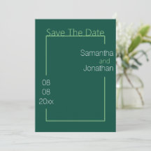 Minimalistische grüne Hochzeit rettet das Datum