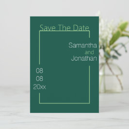 Minimalistische grüne Hochzeit rettet das Datum Einladung