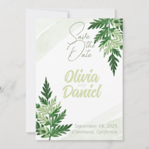 Minimalistische grüne Hochzeit speichern Sie die D Einladung