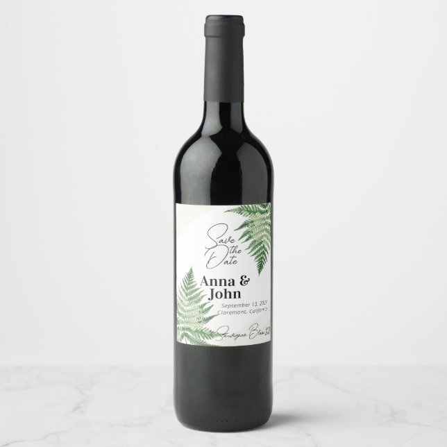 Minimalistische Grüne Hochzeit Weinetikett (Vorderseite)