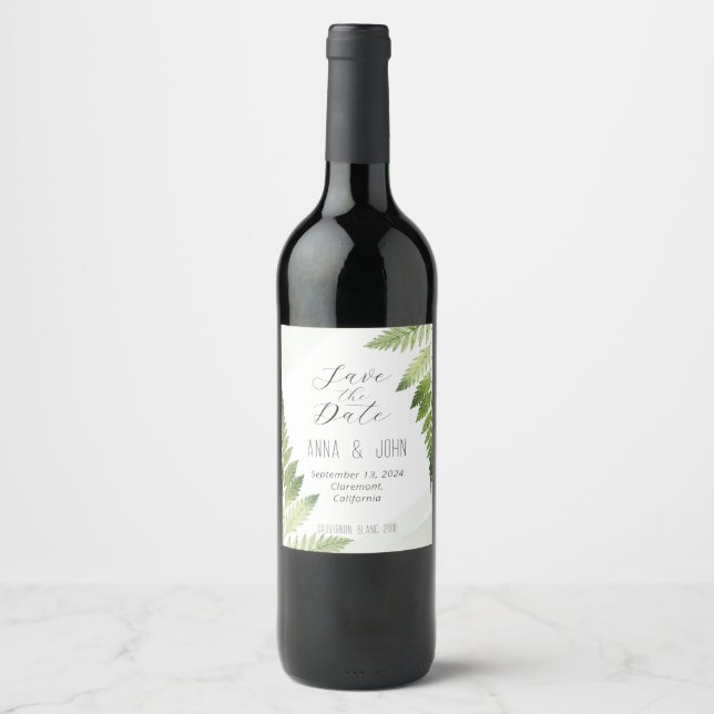 Minimalistische Grüne Hochzeit Weinetikett (Vorderseite)