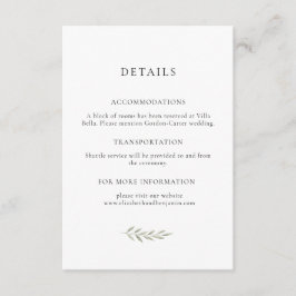 Minimalistische Grüne Hochzeitsdetails Elegant Begleitkarte