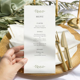 Minimalistische Grüne Hochzeitsmenü Elegante Botan Menükarte