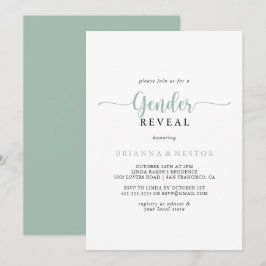 Minimalistische grüne Kalligrafie Gender Reveal Pa Einladung