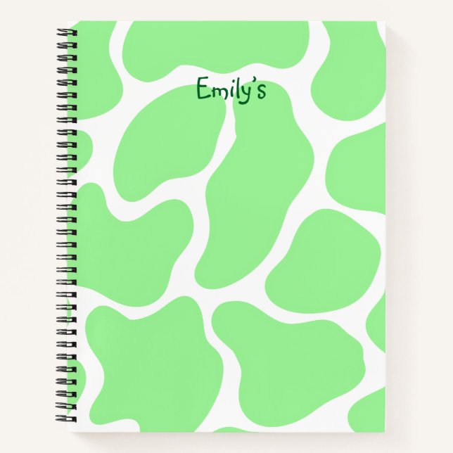 Minimalistische grüne Kuh Notizbuch (Vorderseite)