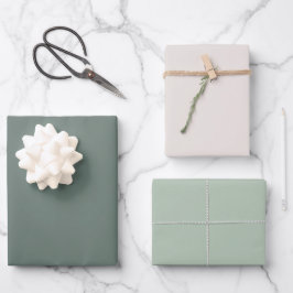 Minimalistische grüne Salbeige Hochzeit in kräftig Geschenkpapier Set