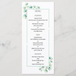 Minimalistische Grüne Themed Eucalyptus Wedding Menükarte