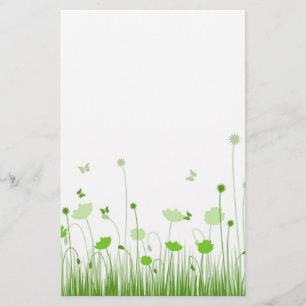 Minimalistische Grüne und Weiße Pflaumen Wiesenblu Briefpapier