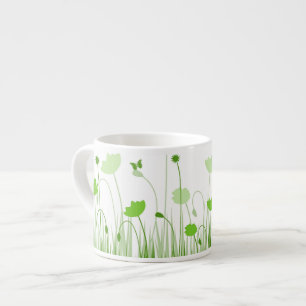 Minimalistische Grüne und Weiße Pflaumen Wiesenblu Espressotasse