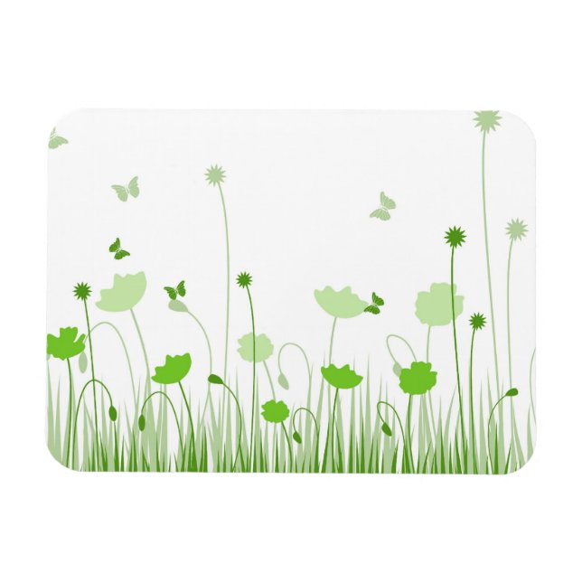 Minimalistische Grüne und Weiße Pflaumen Wiesenblu Magnet (Horizontal)