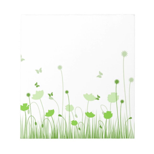 Minimalistische Grüne und Weiße Pflaumen Wiesenblu Notizblock (Vorderseite)