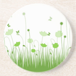 Minimalistische Grüne und Weiße Pflaumen Wiesenblu Sandstein Untersetzer