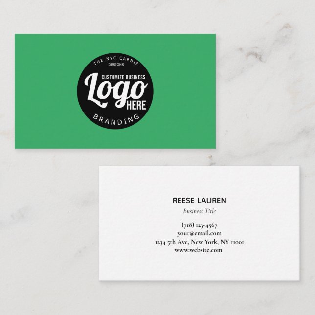 Minimalistische grüne Visitenkarte mit Logo (Vorne/Hinten)