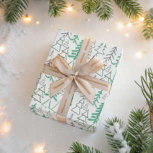 Minimalistische grüne Weihnachtsbäume Nahtloses Mu Geschenkpapier
