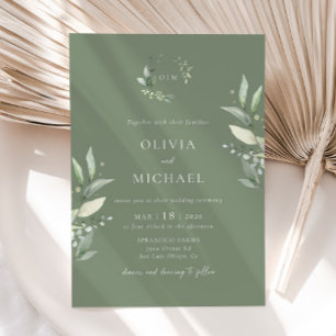 Minimalistische Grünpflanzen Botanische Hochzeit E Einladung