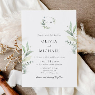 Minimalistische Grünpflanzen Botanische Hochzeit E Einladung