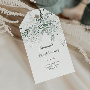 Minimalistische Grünpflanzen Eukalyptus-Brautparty Geschenkanhänger