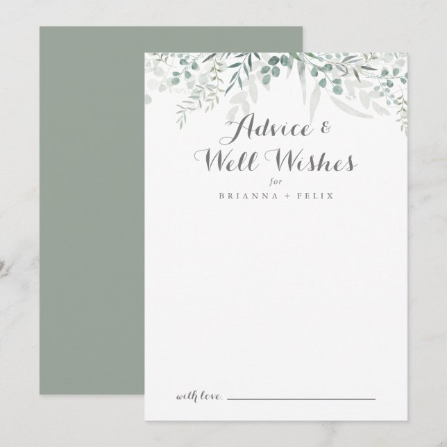 Minimalistische Grünpflanzen Eukalyptus Wedding We Hinweiskarte (Vorne/Hinten)