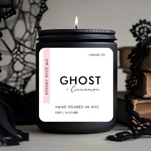 Minimalistische Halloween-Kerze   Ghost + Zimon Quadratischer Aufkleber