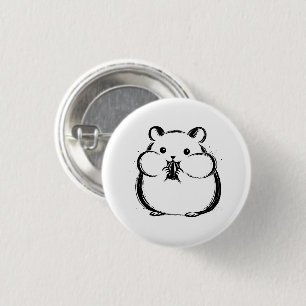 Minimalistische Hamster-Tusche-Pinselstrich-Illust Button