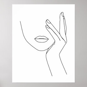 Minimalistische Hand auf Frauengesicht Art Poster